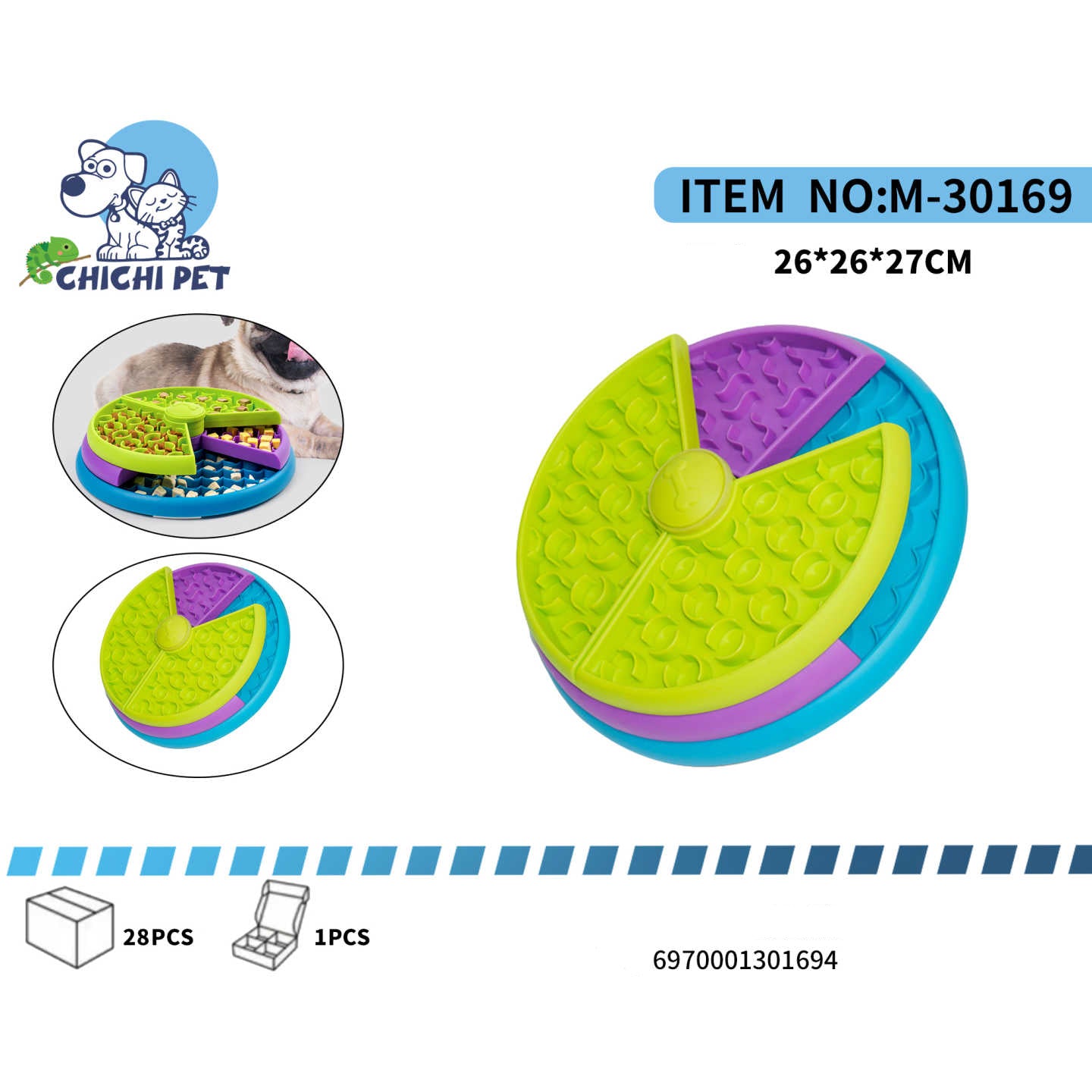 CHICHI PET – Comedero Lento Interactivo Giratorio para Mascotas – Mod. M-30169