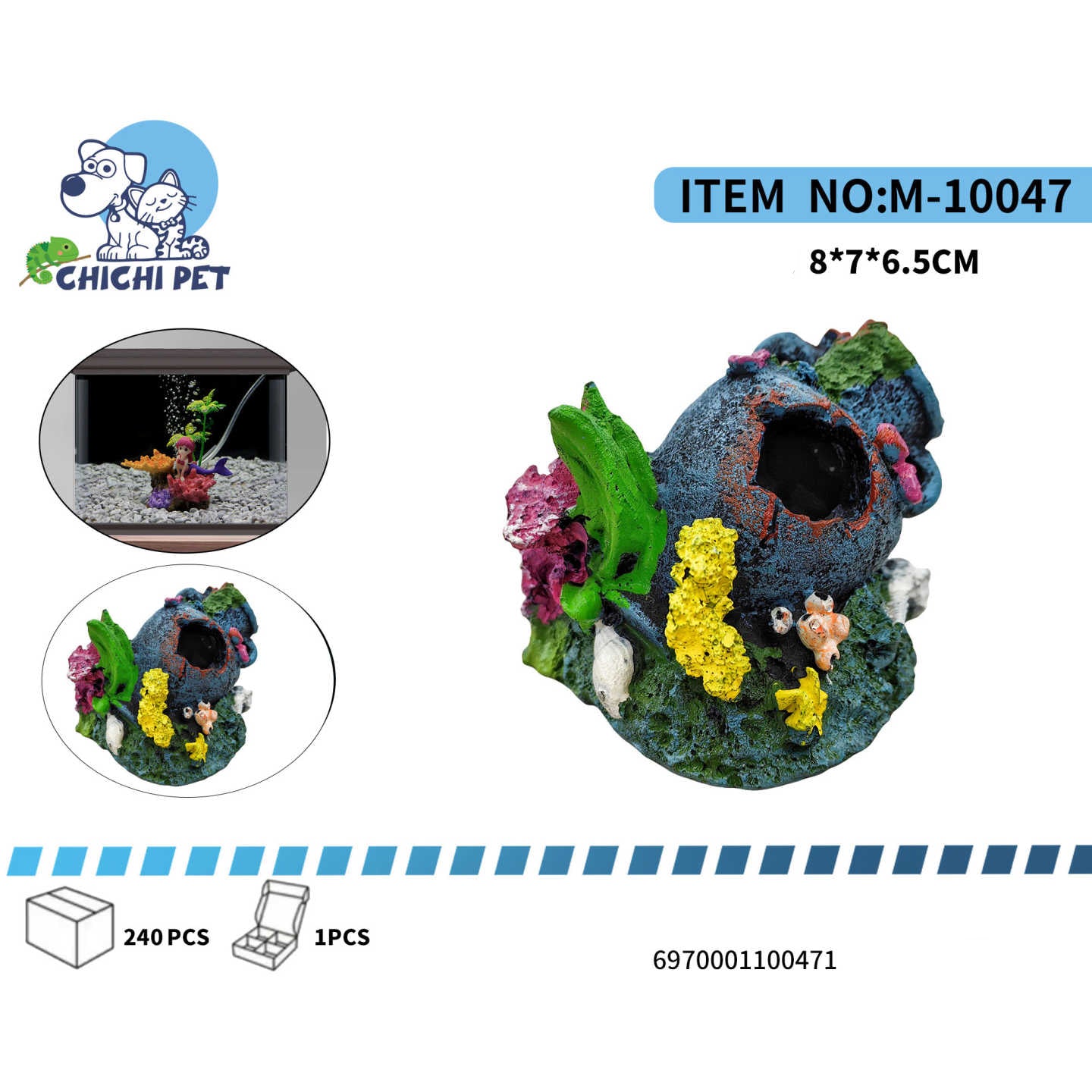 Crea un hábitat intrigante y seguro para tus peces con la cueva de tronco y coral artificial ChiChi Pet, modelo M-10047. Este adorno combina la apariencia de un tronco hueco con vibrantes detalles de coral en tonos verdes, amarillos y rosas, ofreciendo un refugio atractivo y funcional en tu acuario.
Fabricado con resina de alta calidad, este adorno es completamente no tóxico y seguro para todos los ambientes acuáticos, garantizando la salud y el bienestar de tus mascotas. La estructura hueca de la cueva pro
