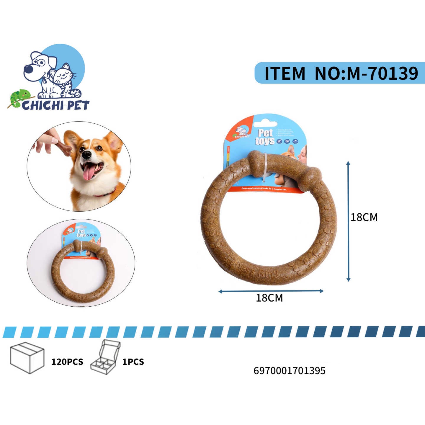 Proporciona a tu perro horas de diversion y cuidado dental con este resistente juguete mordedor en forma de anillo texturizado de Chichi Pet. Su diseño circular y las multiples texturas lo hacen ideal para que tu mascota lo muerda, lo arrastre y juegue con el.