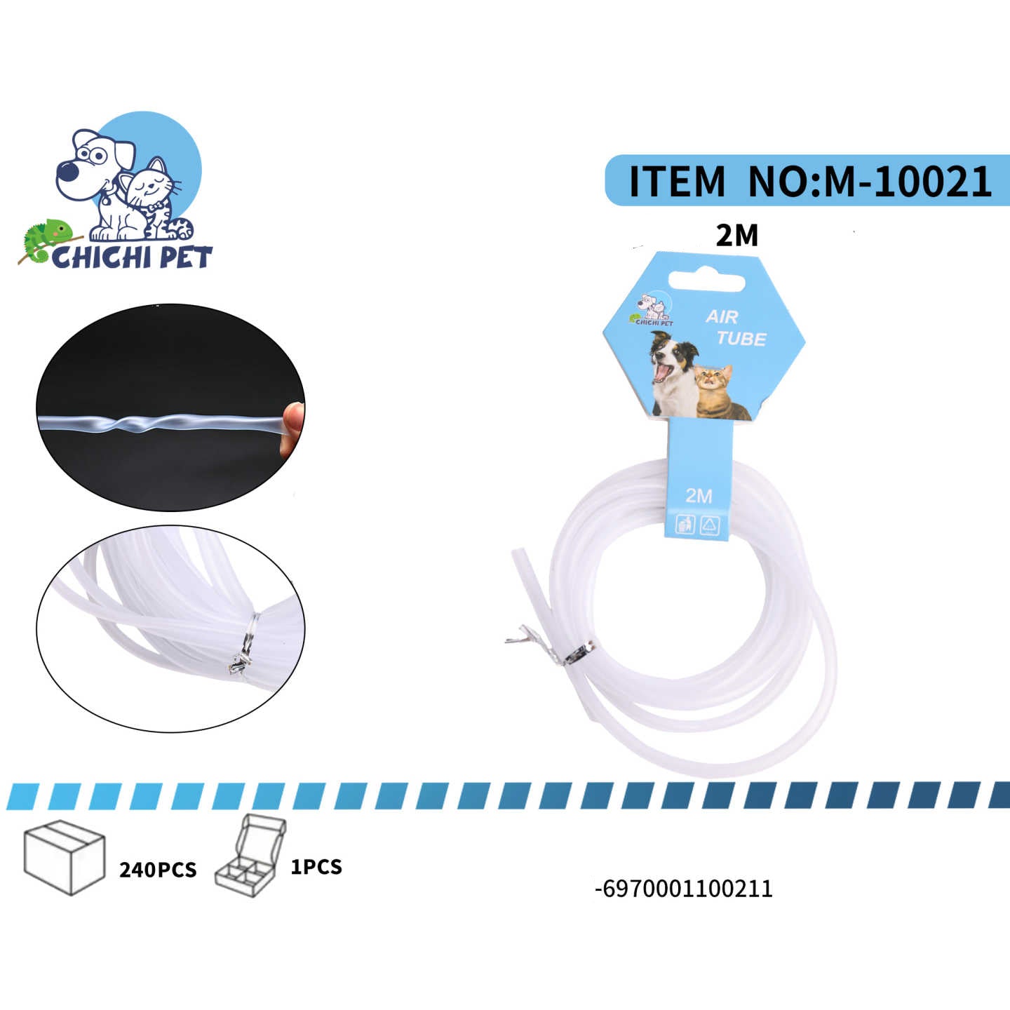 El tubo de aire CHICHI PET M-10021 es ideal para conectar bombas de aire y accesorios en acuarios, garantizando una circulación de oxígeno constante para peces y plantas. Fabricado con material flexible y duradero, ofrece una instalación sencilla y un ajuste seguro.
Con una longitud de 2 metros, se adapta fácilmente a distintos tamaños de peceras o acuarios domésticos. Su diseño transparente permite una integración discreta y limpia en el entorno acuático.
Características:
Longitud: 2 metros
Material: PV