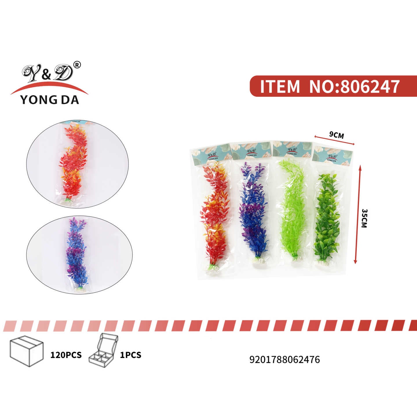 Decora tu acuario con estilo y color con las plantas acuáticas artificiales Yong Da modelo 806247. Cada pieza mide 35 cm de alto x 9 cm de ancho, ideal para acuarios medianos y grandes. Fabricadas en material plástico no tóxico, son seguras para tus peces y fáciles de limpiar.
Su diseño realista y los colores vibrantes (rojo, azul, verde y mixtos) aportan un ambiente natural y atractivo al entorno acuático.
Tamaño: 35 cm
Colores surtidos
Material: plástico resistente y seguro
Presentación: 1 unidad
Cód