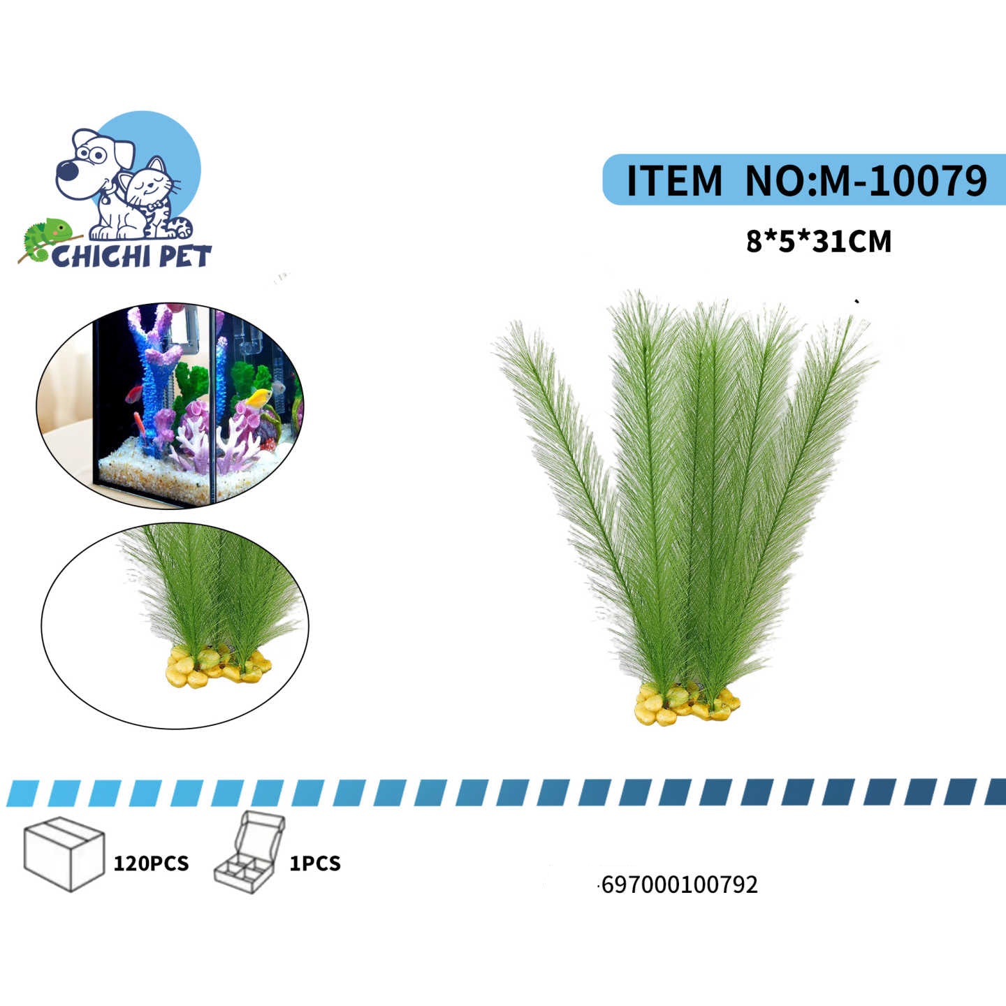 Presentamos la Planta Artificial de Hojas Finas de la marca CHICHI PET, una solución práctica y decorativa para embellecer su acuario sin los requerimientos de mantenimiento de las plantas naturales. Este artículo es ideal para crear un paisaje acuático vibrante y realista.