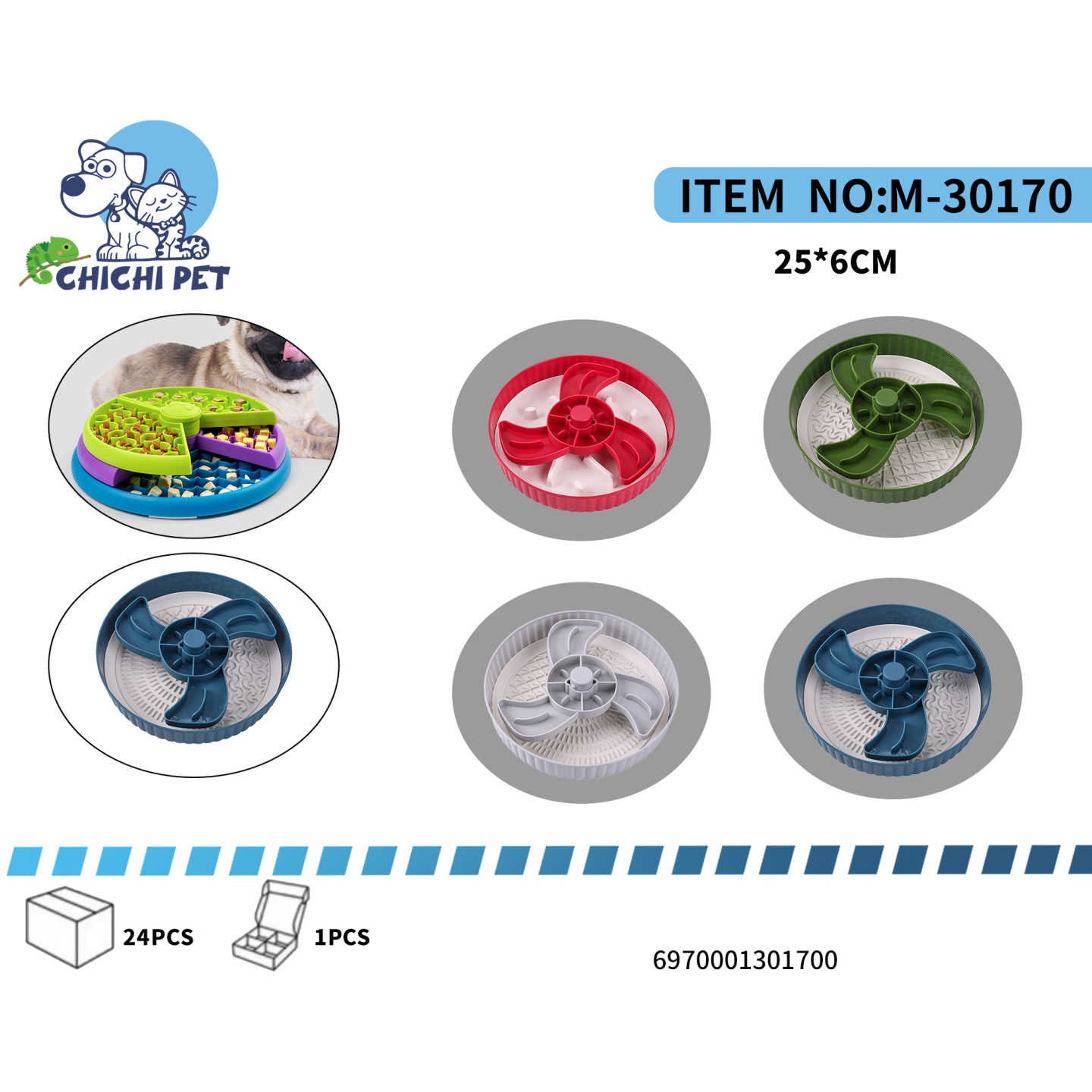 Dale a tu mascota una experiencia de alimentación divertida y saludable con el Plato Comedero Lento Interactivo Chichi Pet. Este innovador plato esta diseñado para prolongar el tiempo de comida de tu perro o gato, promoviendo una digestion mas lenta y reduciendo la ansiedad al comer.