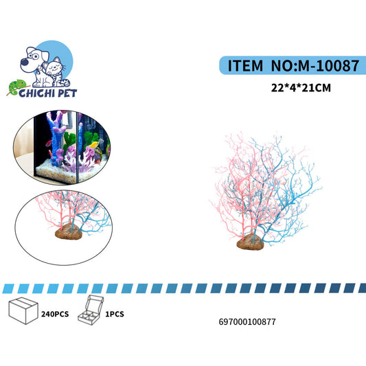 Añade una explosión de color a tu acuario con este llamativo adorno de coral bicolor. Presenta una combinación de ramas en tonos azul cielo y rosa vibrante, creando un contraste visual impresionante que destacará en cualquier pecera.
