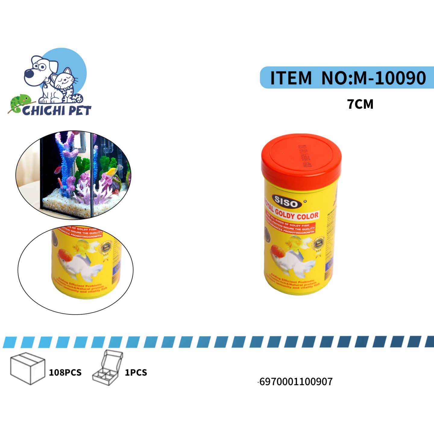 Mantén a tus peces pequeños sanos y con colores vibrantes con el alimento SISO Goldy Color, una dieta completa en micro gránulos. Especialmente formulado para realzar la coloración natural de tus peces, este alimento de alta calidad es perfecto para especies de acuario pequeñas.
