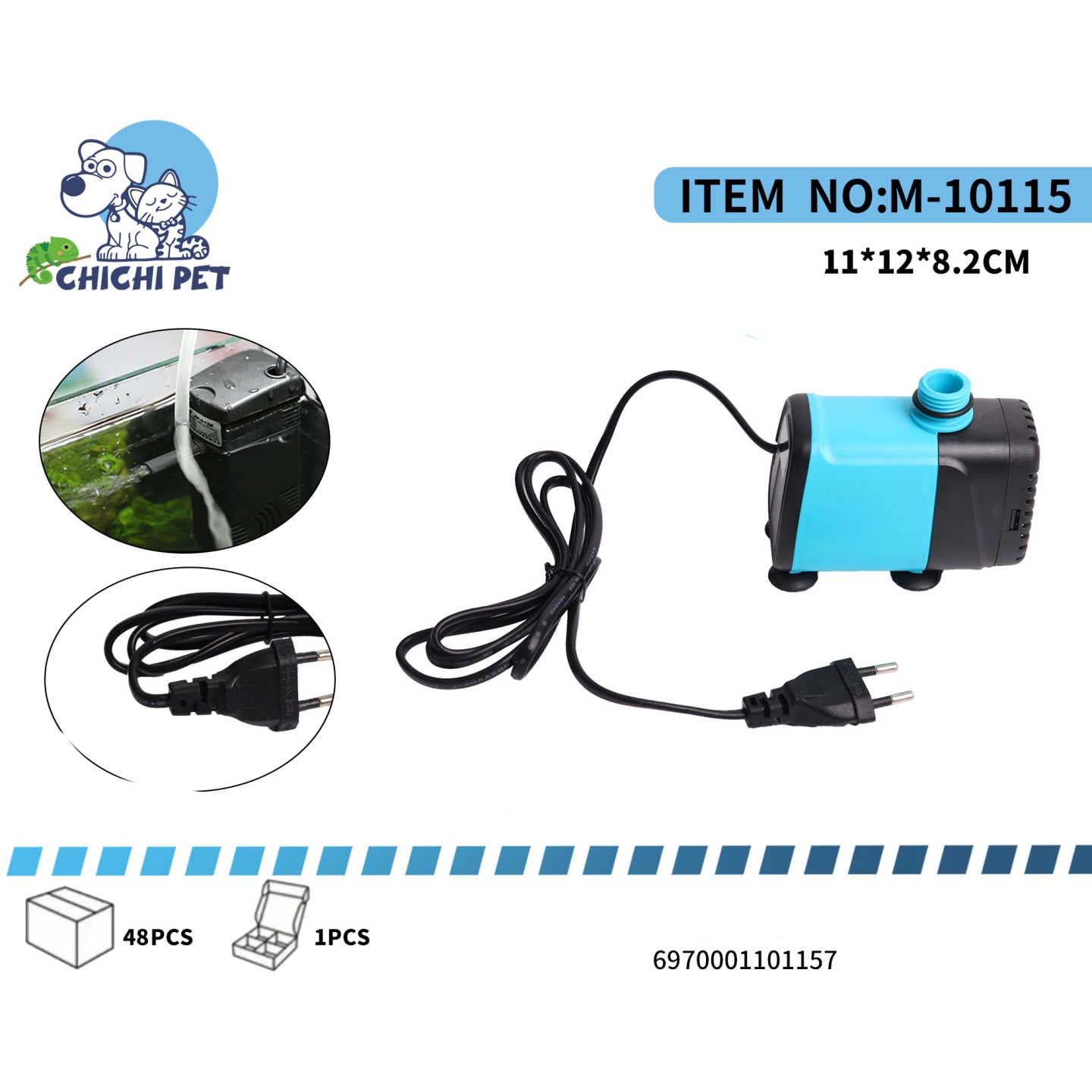 Te presentamos la Bomba de Agua Multiusos Chichi Pet, Modelo WP-3000 (Ítem No: M-10115), una solución potente y flexible diseñada para ser utilizada tanto dentro (sumergible) como fuera (externa) del agua. Ideal para una variedad de aplicaciones: acuarios grandes, fuentes decorativas, sistemas hidropónicos y más.