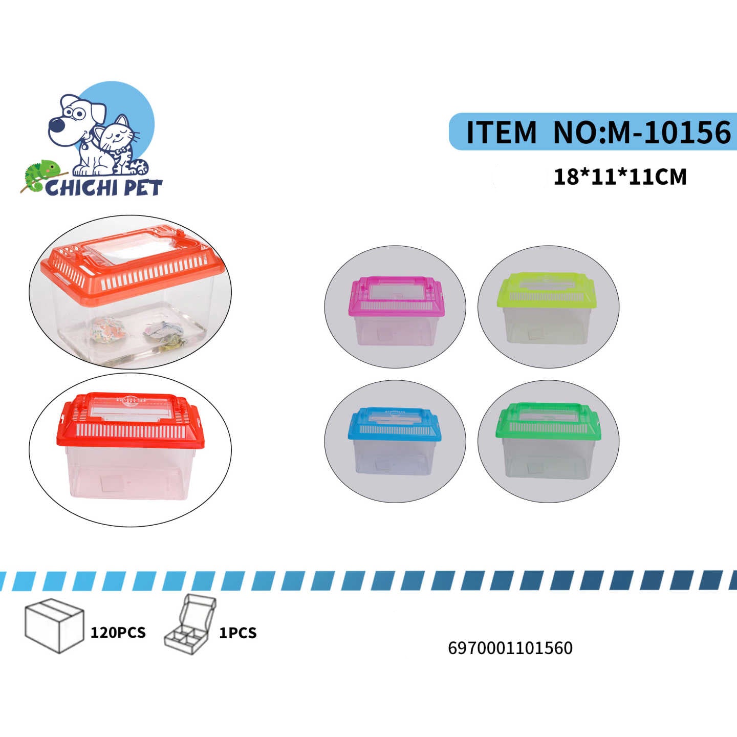 ¡Ofrece un espacio seguro y versátil a tus pequeñas mascotas con nuestra Caja Plástica para Mascotas CHICHI PET (Artículo M-10156)! Ideal para peces pequeños, tortugas, insectos o cualquier animalito que necesite un hogar temporal, un lugar para moverse o un área para observación.
Con medidas de 181111CM, esta caja es práctica para tener en casa, llevar de viaje o usar como un hábitat adicional. Su tapa cuenta con ventilación para una buena circulación de aire, y su base transparente te permite ver a tu mas