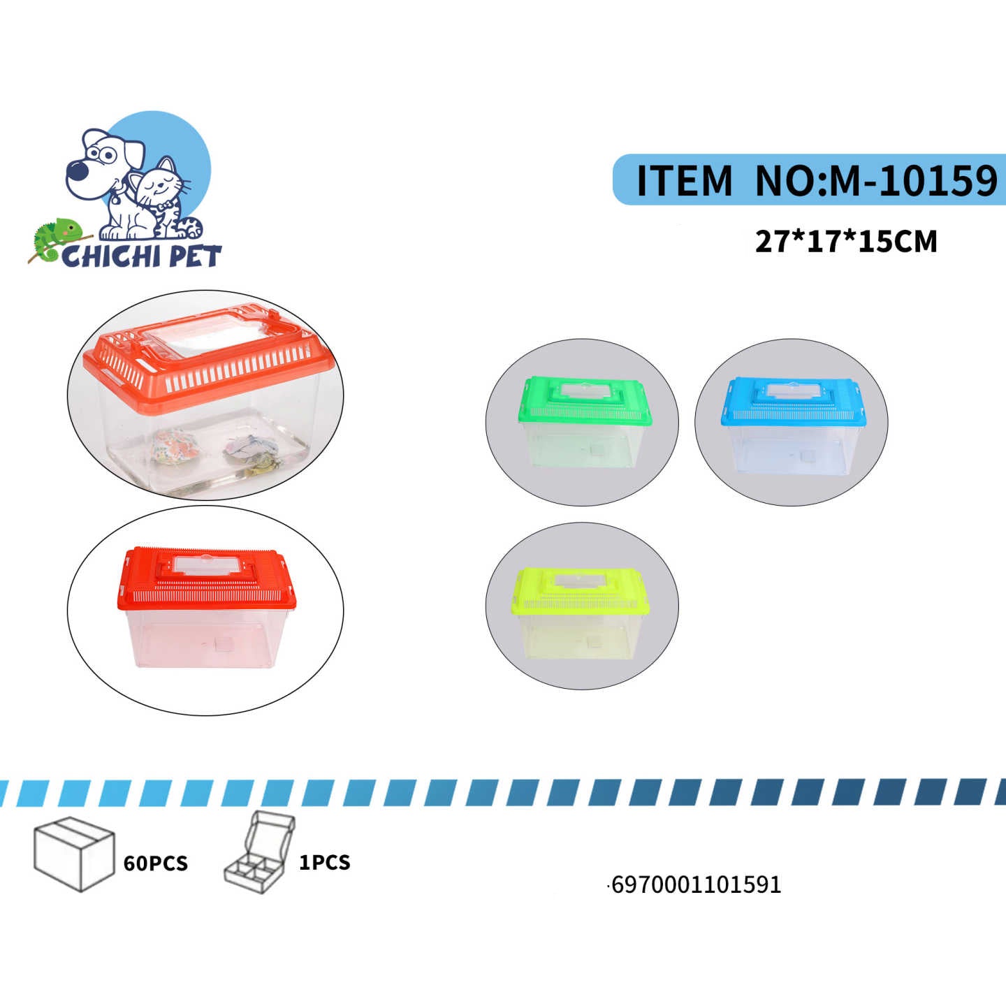 ¡Brinda a tus pequeñas mascotas un hogar espacioso y funcional con nuestra Caja Plástica para Mascotas CHICHI PET (Artículo M-10159)! Este contenedor es ideal para tortugas pequeñas, peces, insectos o cualquier otro animalito que necesite un ambiente cómodo para vivir, ser observado o moverse.
Con unas generosas medidas de 271715CM, ofrece suficiente espacio para que tu mascota se sienta a gusto. Su tapa ventilada garantiza una excelente circulación de aire, y la base transparente te permite ver todo lo que