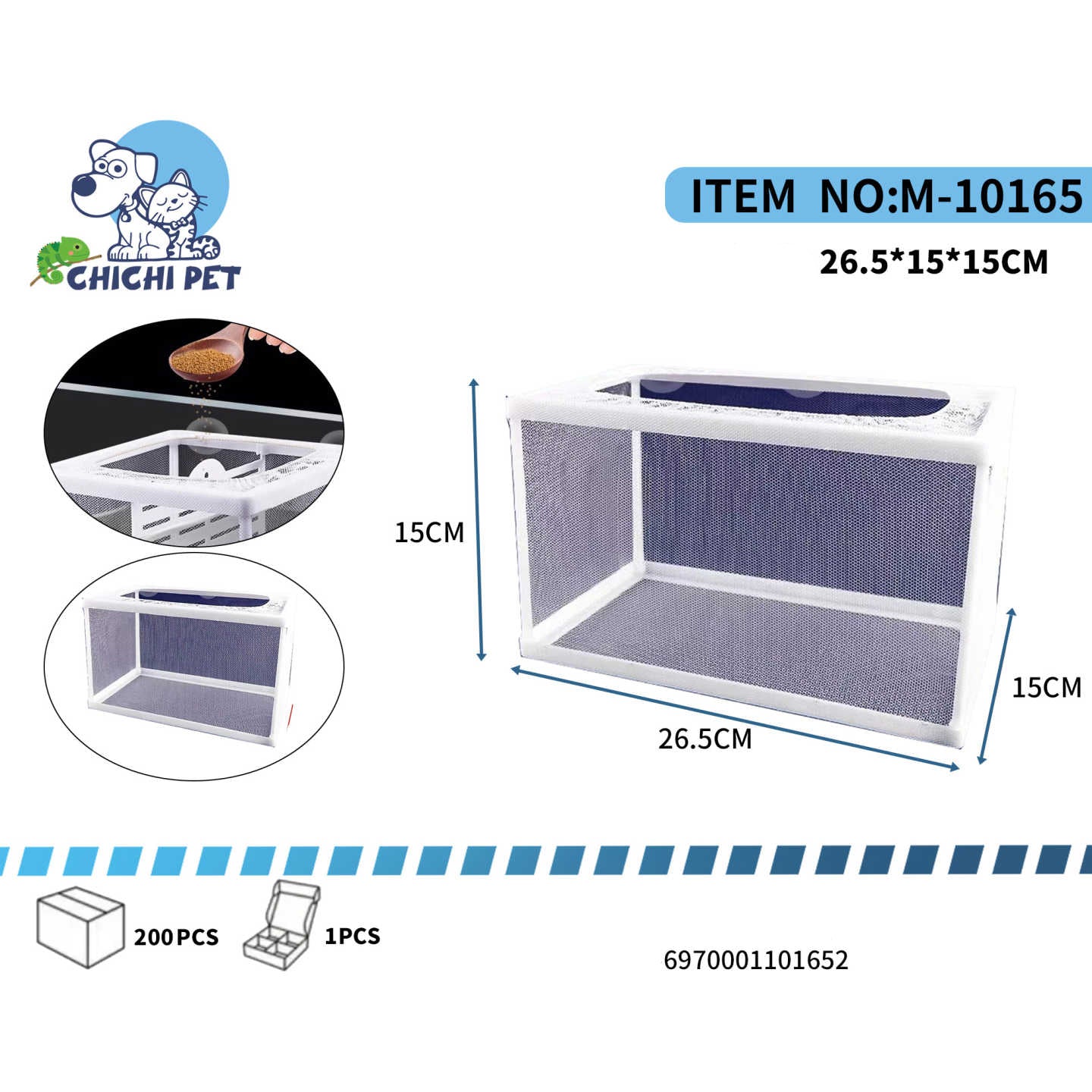 ¡Garantiza la seguridad de tus peces más pequeños con nuestra Caja de Malla Flotante para Cría CHICHI PET (Artículo M-10165)! Este innovador nido flotante es el accesorio perfecto para tu acuario, diseñado para proteger a los alevines de ser comidos, aislar peces heridos o agresivos, y permitir una cría segura y controlada dentro del mismo tanque.
Con unas medidas de 26.51515CM, esta caja ofrece un espacio adecuado y está fabricada con una fina malla que permite una excelente circulación de agua y oxígeno, 