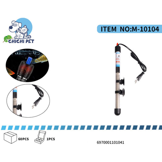 Mantén la temperatura ideal en tu acuario con este calentador sumergible de alta calidad, esencial para el bienestar de tus peces tropicales. Equipado con un termostato ajustable, te permite regular con precisión el calor para crear un ambiente estable y confortable.