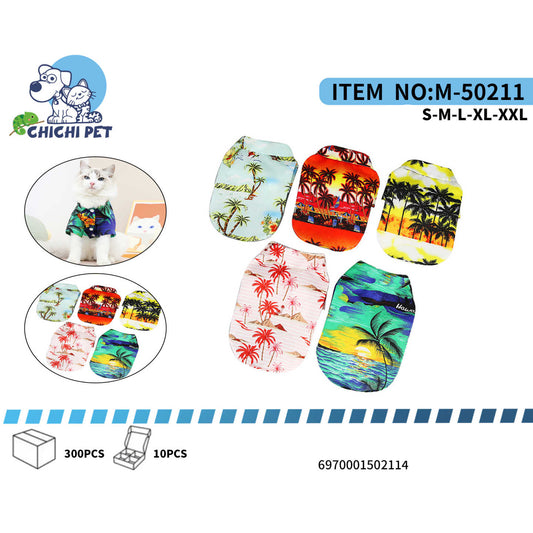 Prepara a tu mascota para el verano con las camisas hawaianas estampadas Chichi Pet M-50211. Con una variedad de diseños tropicales vibrantes, estas camisas son perfectas para que tu perro o gato luzca fresco y a la moda en la playa, en paseos o en cualquier ocasión festiva.