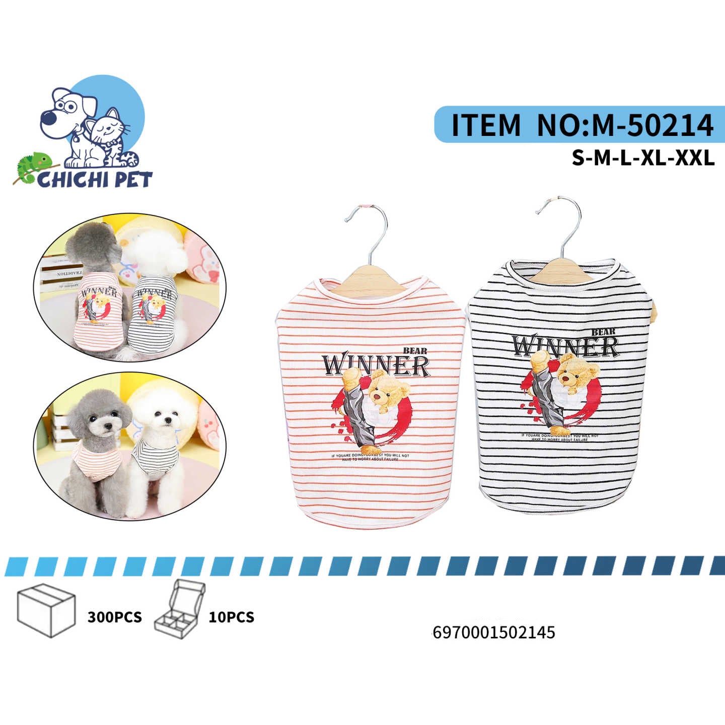 Renueva el guardarropa de tu mascota con nuestro exclusivo chaleco rayado de Chichi Pet, perfecto para cualquier ocasión. Diseñado para ofrecer la máxima comodidad y estilo, este chaleco es ideal tanto para perros como para gatos, asegurando que tu compañero peludo luzca adorable y se sienta a gusto.