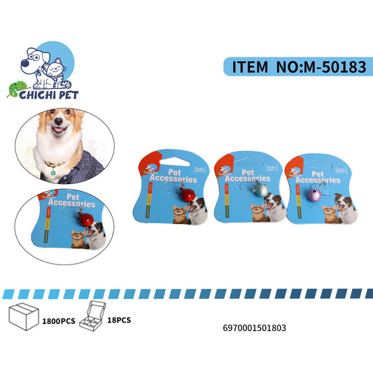 Mantén a tu mascota localizable y con un toque de estilo con los cascabeles de identificación Chichi Pet M-50183. Ideales para colgar del collar de tu perro o gato, estos pequeños cascabeles emiten un sonido suave que te permitirá saber dónde está tu compañero en todo momento.