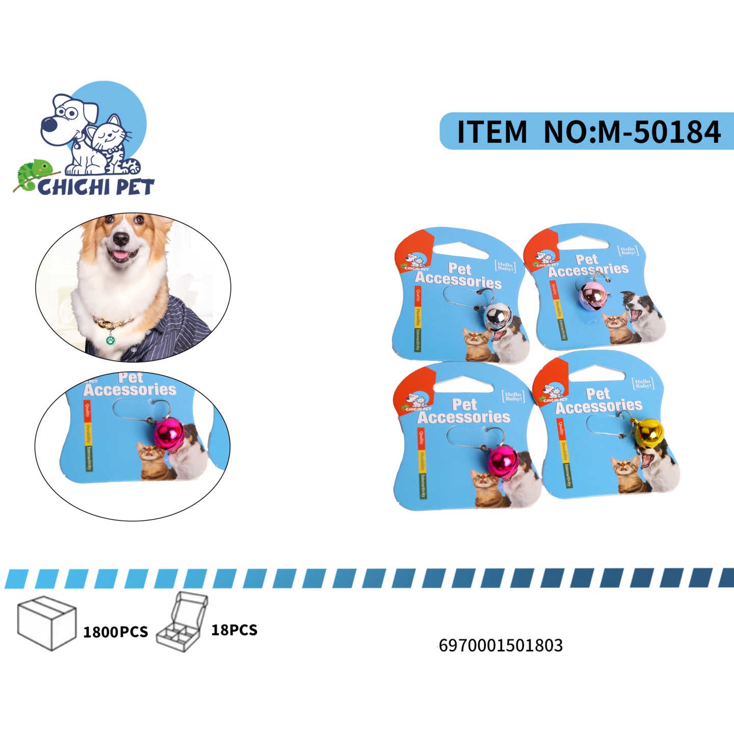 Asegura la ubicación de tu mascota y añádele un toque distintivo con los cascabeles grandes Chichi Pet M-50184. Ideales para collares de perros y gatos, estos cascabeles emiten un sonido claro que te ayudará a monitorear los movimientos de tu compañero, especialmente en exteriores o en áreas amplias.