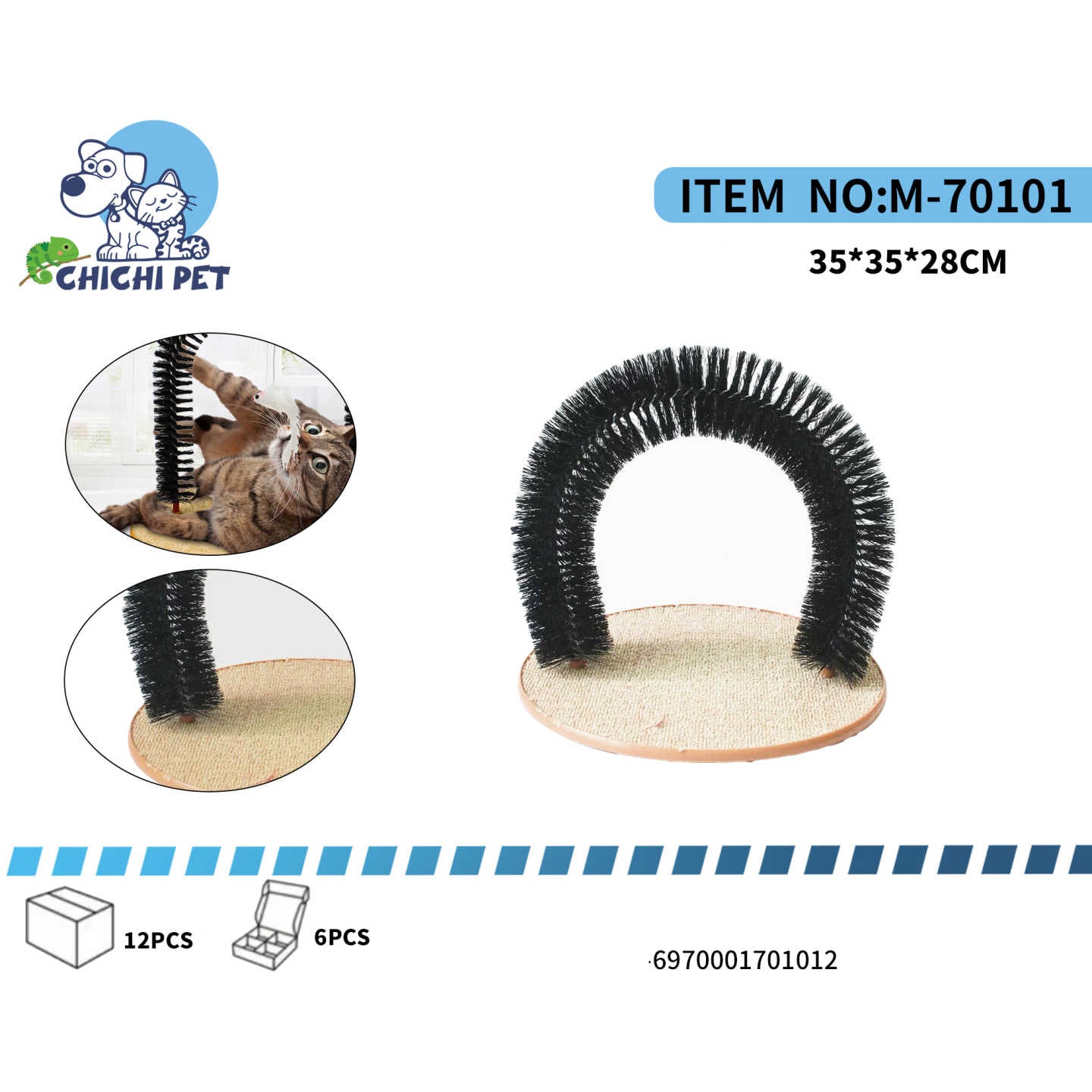 Ofrece a tu gato la experiencia de rascado y masaje que tanto le gusta con el cepillo rascador arco Chichi Pet M-70101. Este innovador accesorio combina un cepillo auto-masajeador con una base de sisal, ideal para satisfacer el instinto de rascado de tu felino y mantener sus uñas sanas.