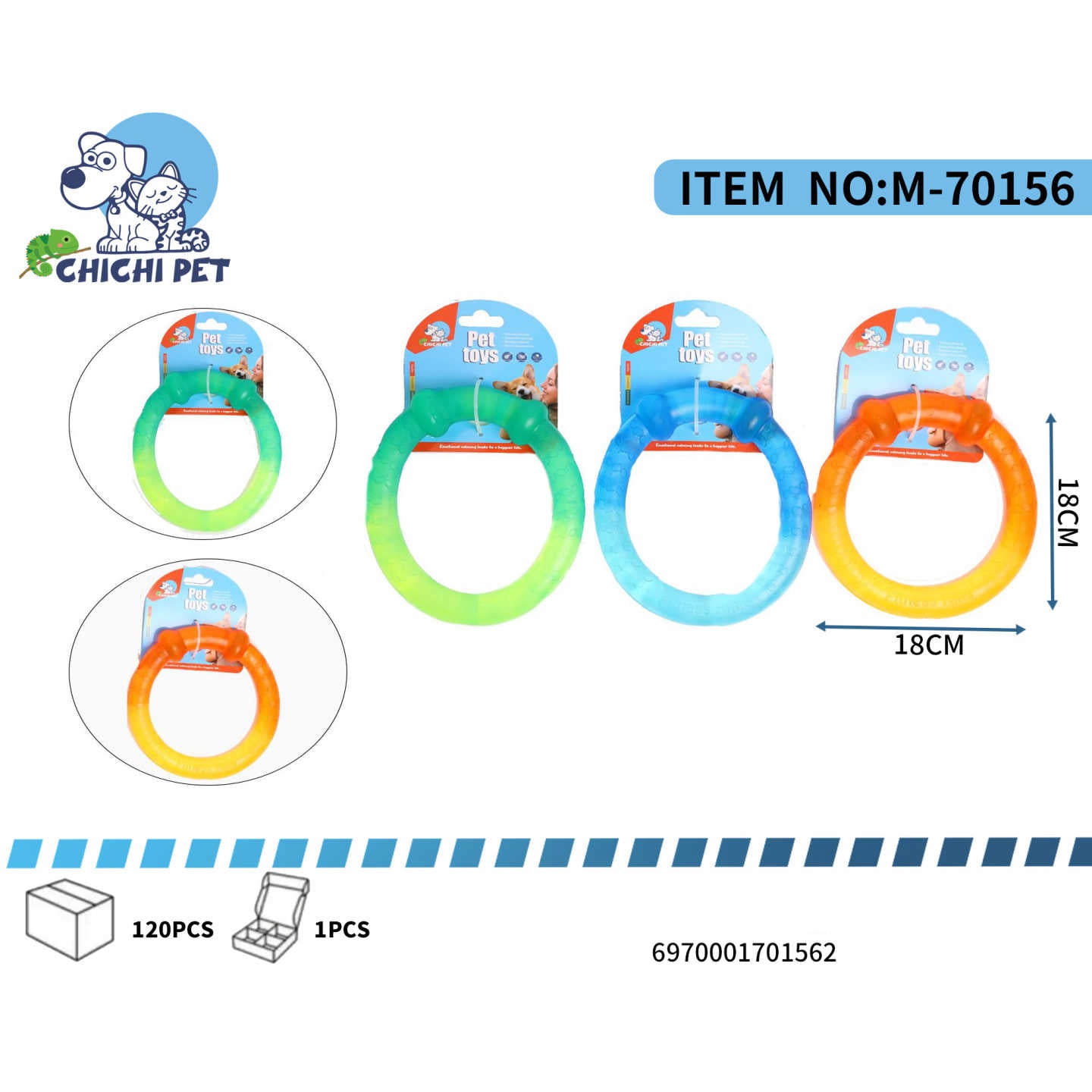 Ofrece a tu perro horas de diversion y cuidado dental con este resistente juguete mordedor en forma de anillo liso de Chichi Pet, con un atractivo diseño de color degradado. Su diseño circular lo hace ideal para que tu mascota lo muerda, lo arrastre y juegue con el.