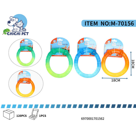 Ofrece a tu perro horas de diversion y cuidado dental con este resistente juguete mordedor en forma de anillo liso de Chichi Pet, con un atractivo diseño de color degradado. Su diseño circular lo hace ideal para que tu mascota lo muerda, lo arrastre y juegue con el.