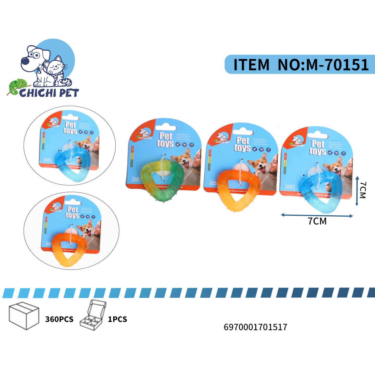 Demuestra tu amor a tu perro con este adorable y funcional juguete mordedor de Chichi Pet con forma de corazon. Su diseño unico y las texturas en su superficie lo hacen ideal para la masticacion, proporcionando diversion y ayudando a cuidar la salud dental de tu mascota.