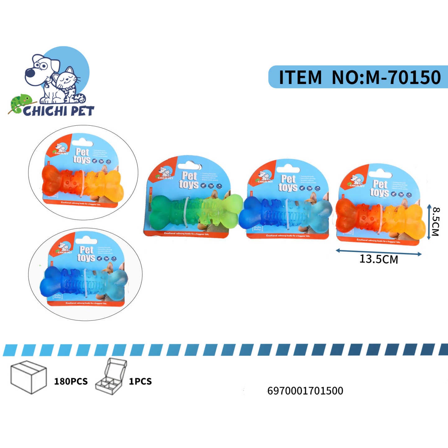 Dale a tu perro un juguete encantador y funcional con este mordedor de Chichi Pet con forma de hueso doble y detalles de corazones. Su diseño atractivo y las texturas en su superficie lo hacen ideal para la masticacion, proporcionando diversion y ayudando a cuidar la salud dental de tu mascota.