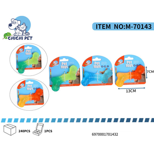 Dale a tu perro un juguete clasico con un toque moderno con este mordedor de Chichi Pet en forma de hueso pequeño, con un atractivo diseño de color degradado. Es perfecto para que perros de razas pequeñas y cachorros disfruten masticando.