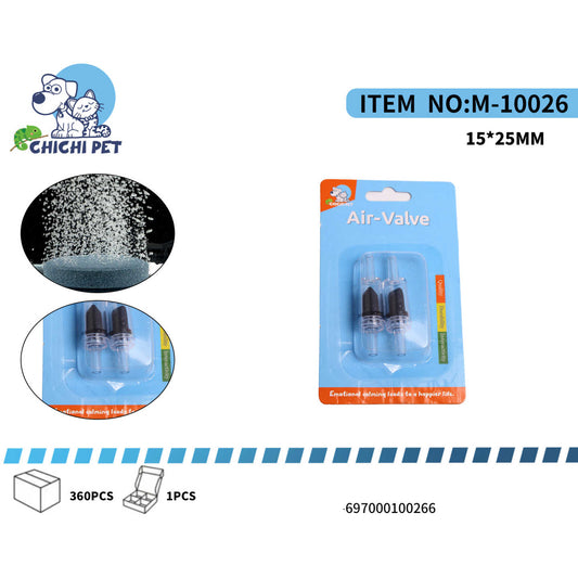 Asegure la protección óptima de su sistema de aireación con el Kit de 2 Válvulas Anti-Retorno CHICHI PET, modelo M-10026 (ZL4-4-2PK). Este set doble es indispensable para cualquier acuario, ya que previene eficazmente el reflujo de agua hacia su bomba de aire. Un retorno de agua inesperado, causado por cortes de energía o variaciones en el nivel del agua, puede comprometer seriamente la funcionalidad y vida útil de su equipo.
Cada válvula, con dimensiones de 15x25mm, está fabricada con materiales de alta du