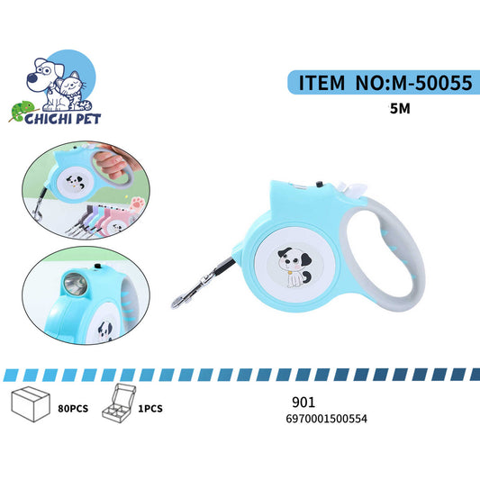CHICHI PET M-50055 901 Model 5M Retractable Dog Leash with Built-in LED Flashlight and Anti-Twist Design