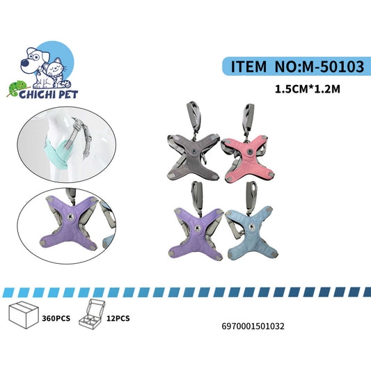 CHICHI PET M-50103 Solid Color Mesh Pet Harness and Leash Set - 1.5CM Width, 1.2M Length (Small)