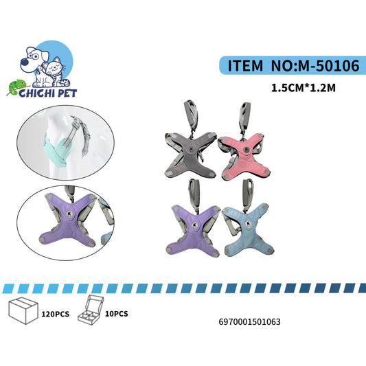 CHICHI PET M-50106 Single-Layer Mesh Dog Harness and Leash Set - 1.5CM Width, 1.2M Length