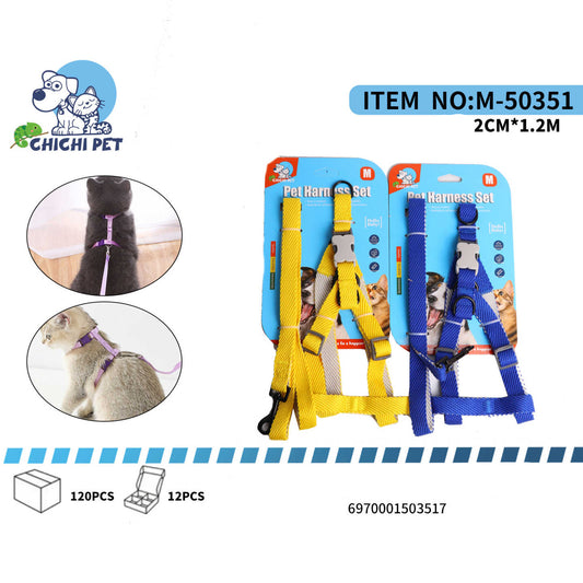 CHICHI PET M-50351 Dog/Cat Harness and Leash Set - 2CM Width, 1.2M Length (Nylon/Canvas)