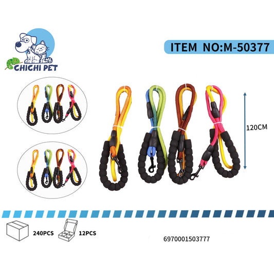CHI CHI PET M-50377 Gradient Color Rope Dog Leash (1.0CM x 120CM) - Durable Round Cord with Soft Foam Handle