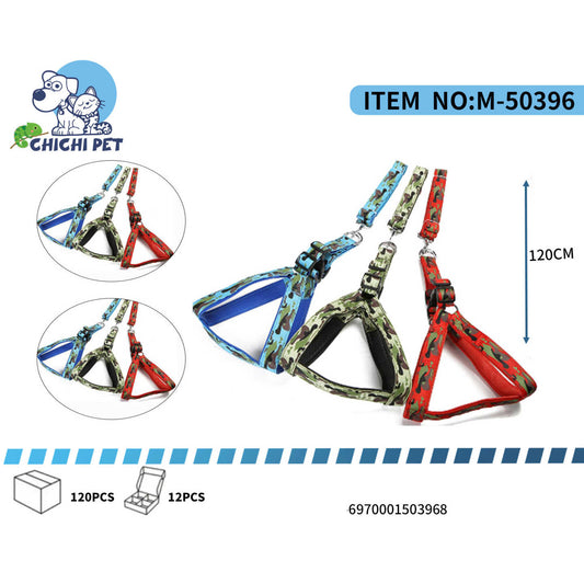 CHICHI PET M-50396 Camouflage Padded Mesh Dog Harness and Leash Set (120CM/4FT) - Multiple Colors