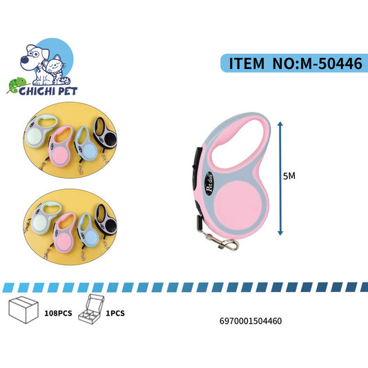CHICHI PET M-50446 Retractable Dog Leash - 5M Automatic Pet Leash Pink
