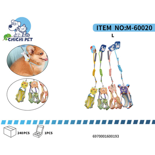 CHICHI PET M-60020 Large Cute Character Vest Harness and Leash Set with Shock Absorbing Coil - L Size