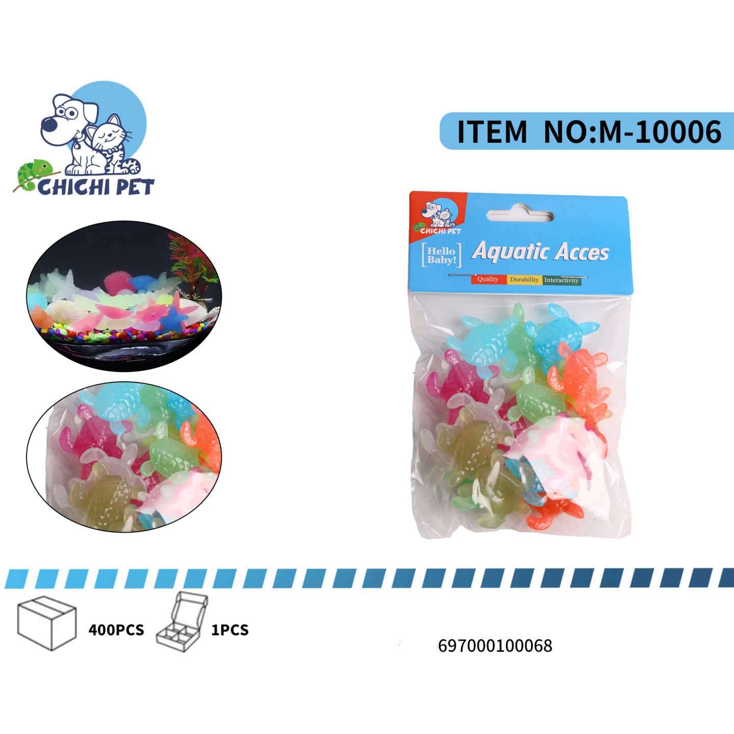 Agrega un toque de diversión y luminosidad al acuario de tus mascotas con estos pequeños patos que brillan en la oscuridad de ChiChi Pet, número de artículo M-10006.
Diseño Juguetón: Figuras de patos que aportan un encanto especial y una atmósfera alegre al entorno acuático.
Efecto Luminiscente: Cargan su luz durante el día y emiten un brillo tenue por la noche, creando un espectáculo visual en la oscuridad.
Colores Variados: Vienen en una atractiva gama de colores, permitiéndote crear un paisaje acuático d