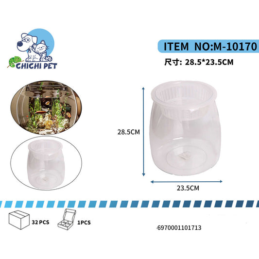 Transforma cualquier espacio en un oasis de tranquilidad con la Pecera Decorativa Redonda de Plástico NHSZ-9817 de CHI CHI PET. Diseñada para combinar funcionalidad y estética, esta pecera es la elección perfecta para amantes de los peces pequeños o para quienes buscan un toque verde con plantas acuáticas.

Con unas dimensiones de 28.5 cm de alto y 23.5 cm de diámetro, su tamaño compacto la hace ideal para escritorios, mesas auxiliares, estanterías o cualquier rincón que necesite un punto focal relajante.
