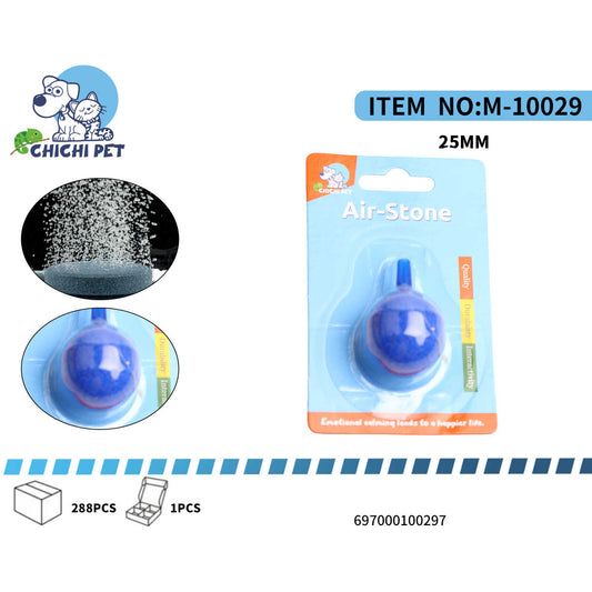 Optimice la oxigenación de su acuario con la Piedra Difusora de Aire Esférica CHICHI PET, modelo M-10029 (AS009B-1PK). Con un diseño compacto y funcional de 25mm de diámetro, esta piedra difusora es una solución eficaz para garantizar un suministro constante de oxígeno disuelto en el agua, vital para la salud de sus peces y el vigor de sus plantas acuáticas.
Su forma esférica permite una difusión de burbujas fina y uniforme, mejorando la circulación del agua y creando un ambiente acuático más fresco y equil