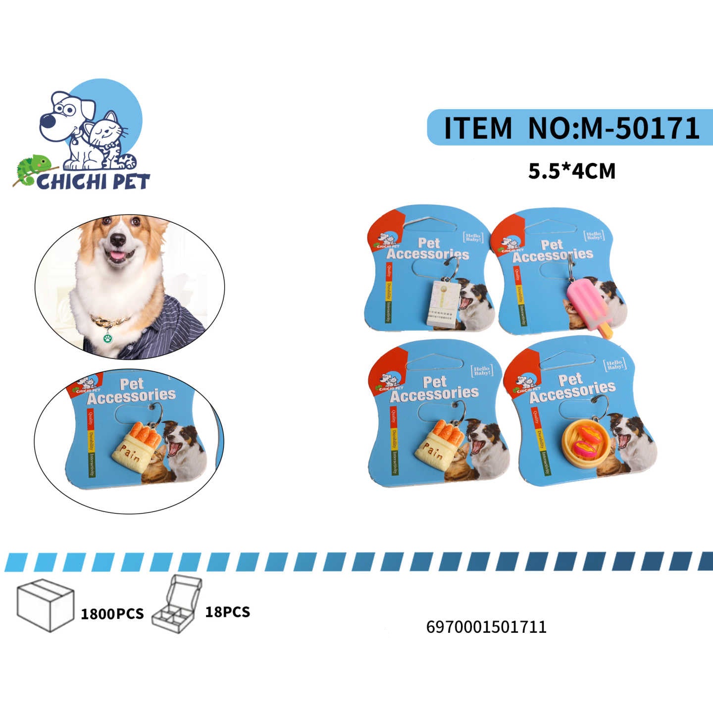 Dale un toque unico y divertido al collar de tu perro con estas originales placas de identificacion de Chichi Pet. Con diseños variados que incluyen paletas de helado, tostadas, y otros motivos alegres, son el accesorio perfecto para expresar la personalidad de tu mascota.