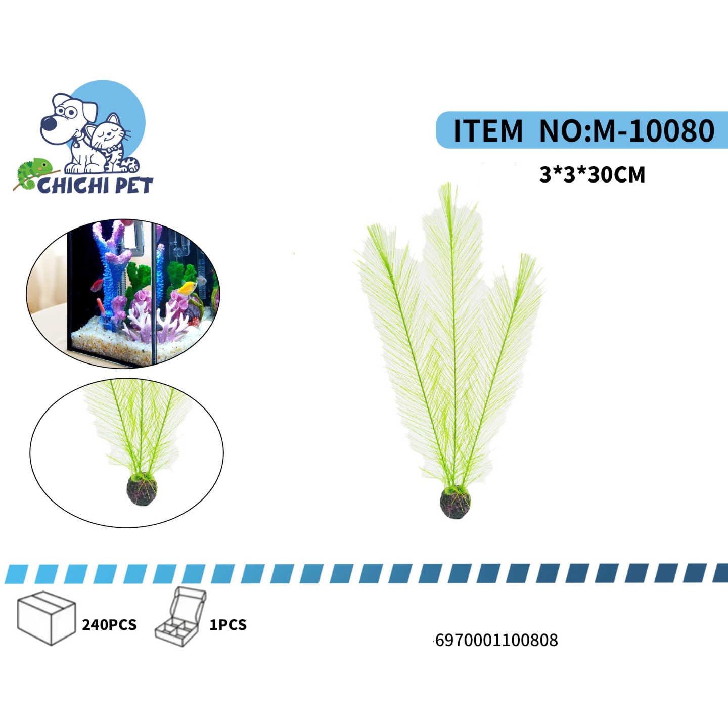 Añada un toque de ligereza y color a su paisaje acuático con esta Planta Artificial de Follaje Claro de CHICHI PET. Este artículo decorativo de alta calidad es la opción ideal para ambientar su acuario, replicando la apariencia delicada de ciertas plantas acuáticas sin las complicaciones de mantenimiento.