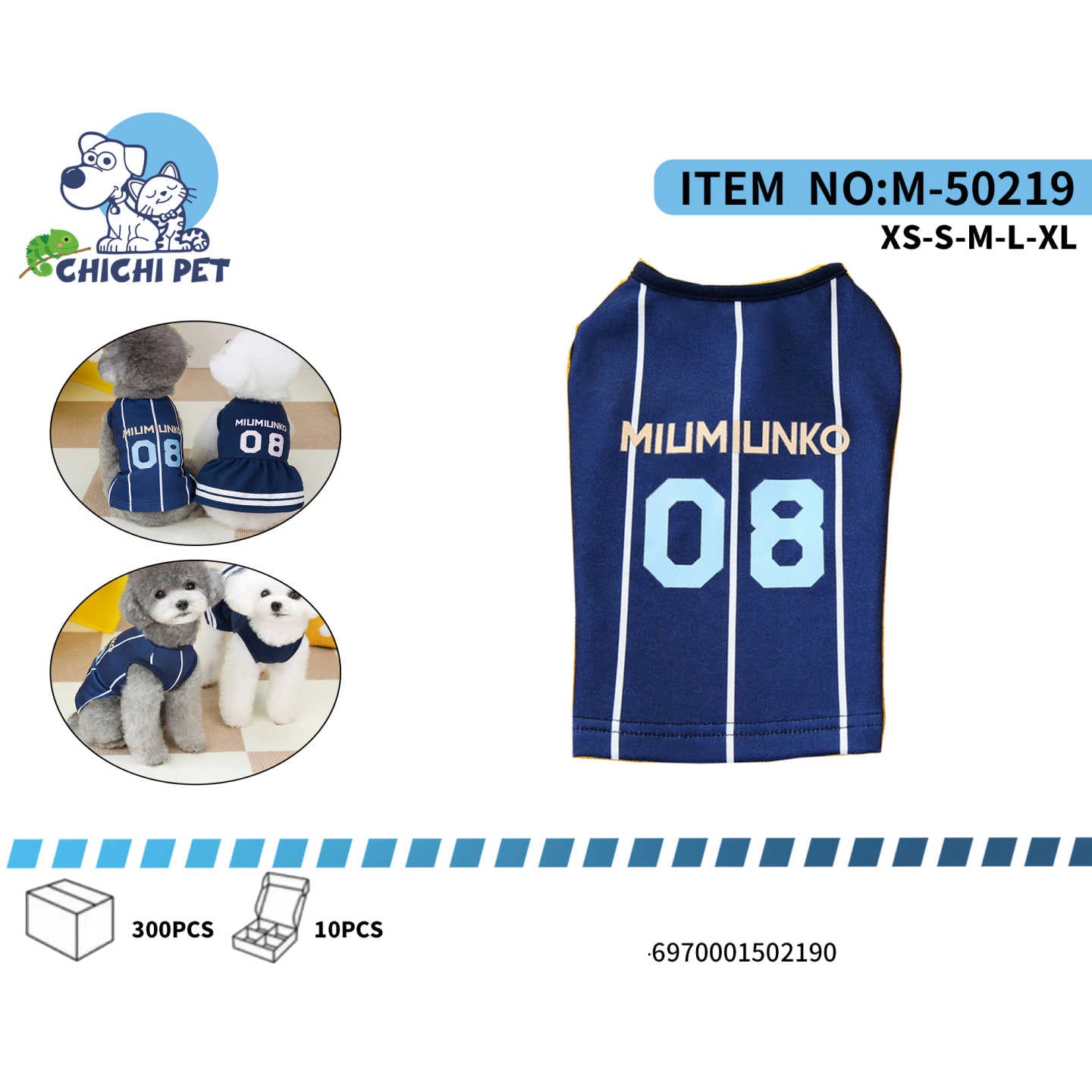 Viste a tu mascota con el espíritu de equipo con esta playera deportiva tipo jersey de Chichi Pet. Perfecta para que tu compañero peludo muestre su lado más activo y estiloso, ya sea en un día de juego, un paseo o simplemente para lucir un look casual y divertido.