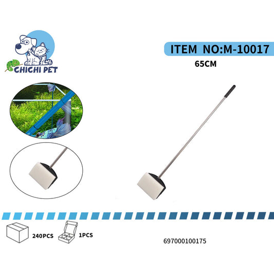 Mantén los cristales de tu acuario impecables con este rascador de algas de mango largo de ChiChi Pet, número de artículo M-10017.
Limpieza Profunda: Diseñado para remover eficazmente las algas y depósitos de las paredes de cristal del acuario, asegurando una visión clara.
Alcance Extendido: Con una longitud de 65 cm, permite limpiar cómodamente acuarios grandes o profundos sin mojarte las manos ni el brazo.
Cabezal Eficaz: Cuenta con un cabezal rascador que no daña el cristal, pero es lo suficientemente ro