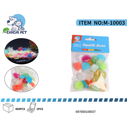 Dale un toque mágico y vibrante al acuario de tus mascotas con estas rocas luminosas de ChiChi Pet, número de artículo M-10003.
Ambiente Encantador: Estas rocas son perfectas para crear un hábitat acuático visualmente atractivo y lleno de encanto.
Brillo en la Oscuridad: Diseñadas para absorber la luz durante el día y emitir un suave resplandor en la oscuridad, transformando el acuario por la noche.
Colores Surtidos: Cada paquete incluye una mezcla de piedras en diversos colores, permitiéndote personalizar 