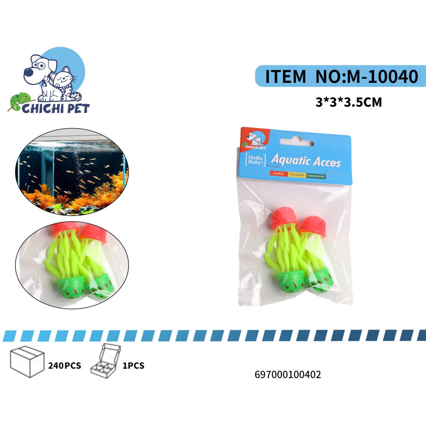 Transforme su acuario en un vibrante arrecife de coral con el Set de 3 Corales de Anémona Decorativos CHICHI PET, modelo M-10040 (PF11). Este colorido paquete de adornos de anémona añade profundidad, textura y un estallido de color a su paisaje acuático, creando un hábitat visualmente estimulante para sus peces.
Cada anémona, con dimensiones compactas de 3x3x3.5cm, está diseñada con un realismo sorprendente, presentando tentáculos flexibles en tonos verdes y bases rojas que imitan a las anémonas naturales. 