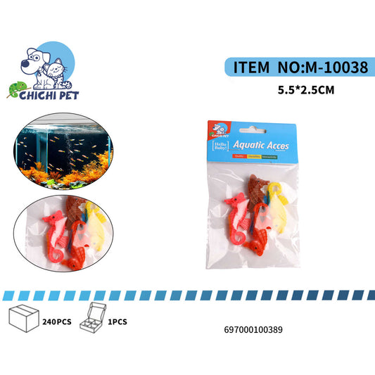 Enriquezca la belleza de su acuario con el encantador Set de 4 Caballitos de Mar Decorativos CHICHI PET, modelo M-10038 (PF04). Este paquete surtido de figuras realistas aportará un toque vibrante y una atmósfera marina auténtica a su ecosistema acuático, cautivando la atención de todos.
Cada caballito de mar, con dimensiones aproximadas de 5.5x2.5cm, está diseñado con detalles finos y colores variados (rojo, marrón, amarillo, etc.) que imitan la diversidad natural de estas fascinantes criaturas. Fabricados