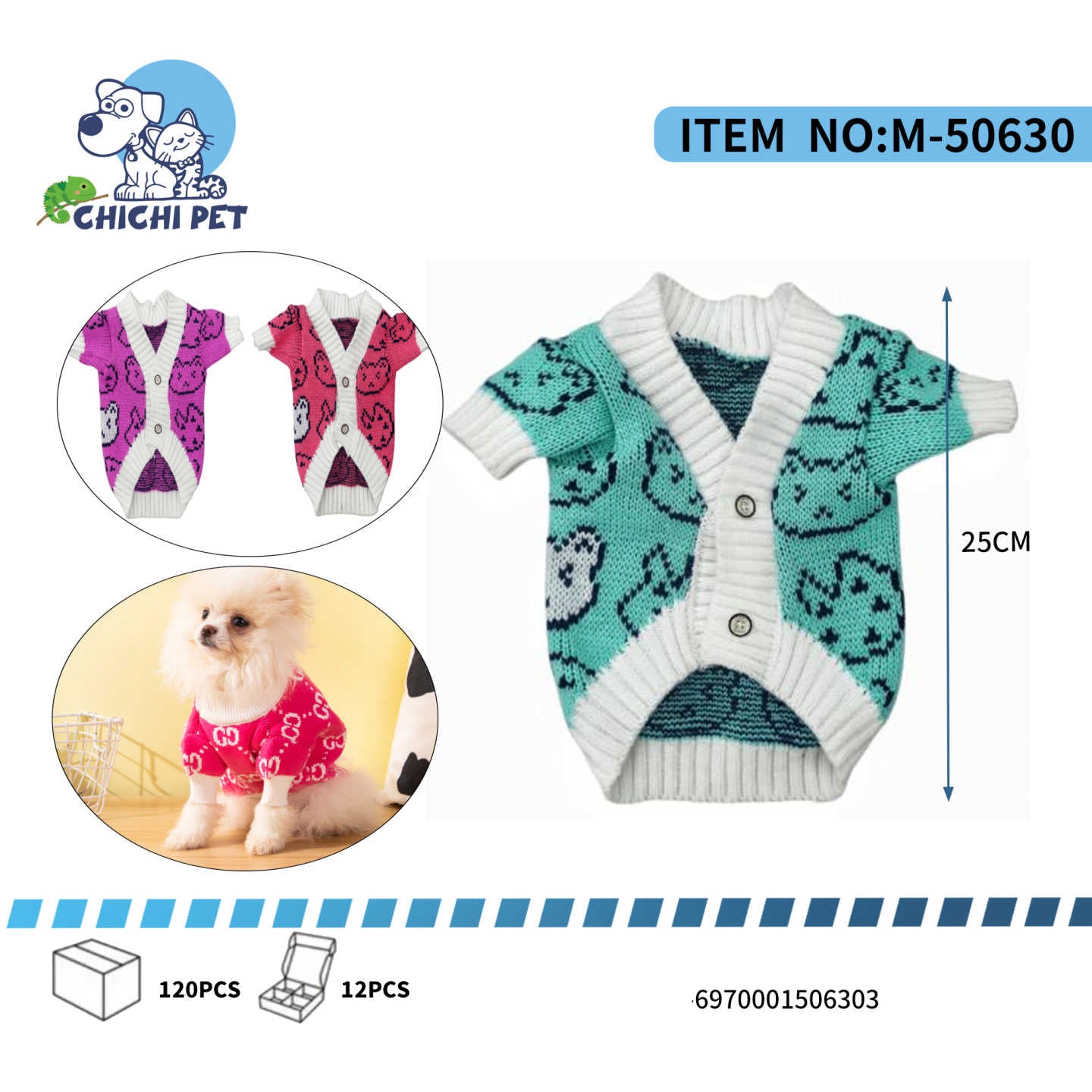 ¡Prepara a tu mejor amigo para el clima fresco con nuestros adorables suéteres de lana para perros pequeños! Este suéter, modelo M-50630, es perfecto para mantener a tu mascota cómoda y a la moda.