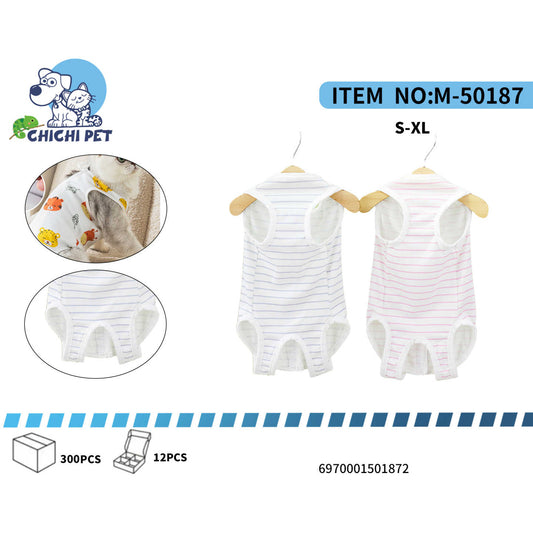 Proporciona a tu gato una recuperación cómoda y sin estrés después de cirugías o lesiones con el traje de recuperación Chichi Pet M-50187. Diseñado específicamente para felinos, este traje de cuerpo completo ofrece una alternativa suave y eficaz al cono isabelino, permitiendo a tu gato moverse y descansar naturalmente.