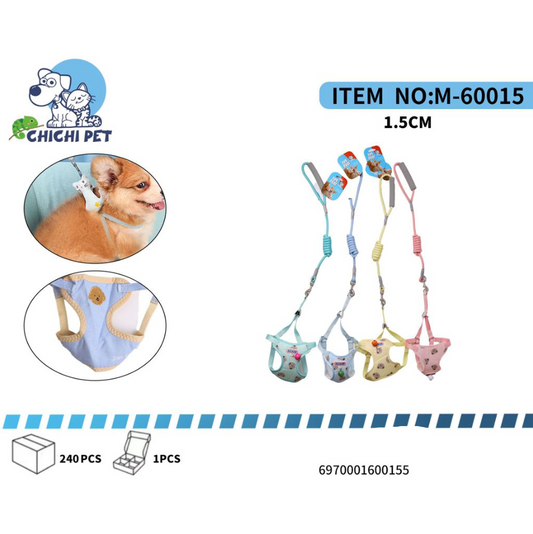 Pet product with colorful leashes and harnesses, featuring GCHICH PET branding.